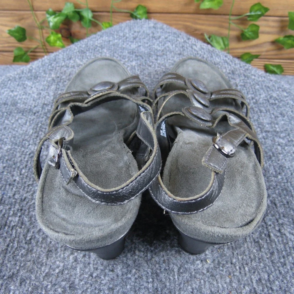 Aerology Plushetta Women 8.5 Pewter Synthetic Wedge Sandals Strappy‎ Comfort